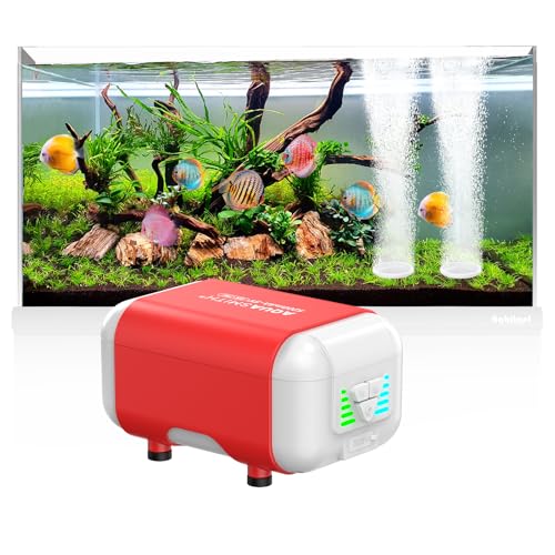 Rechargebale Aquarium Air Pump with Battery, Adjustable Oxygen Fish Tank Bubbler, Quiet Aerator for Power Outage, Fishing, Live Fish Transportation