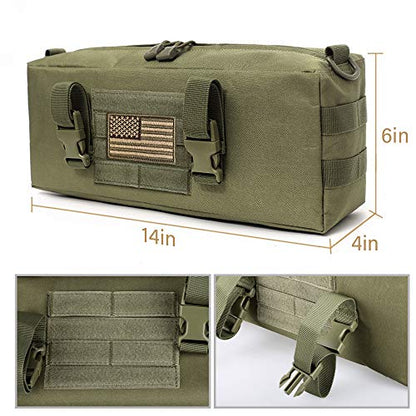 WYNEX Large Molle Pouch, Side Admin Sustainment Pouch for Tactical Backpack | Molle Attachments Bag, Vertical Pack for Military Assault Backpack Army Rucksack, with Shoulder Strap for Use as Sling Bag - color: Army Green (upgraded) - 2 Packs