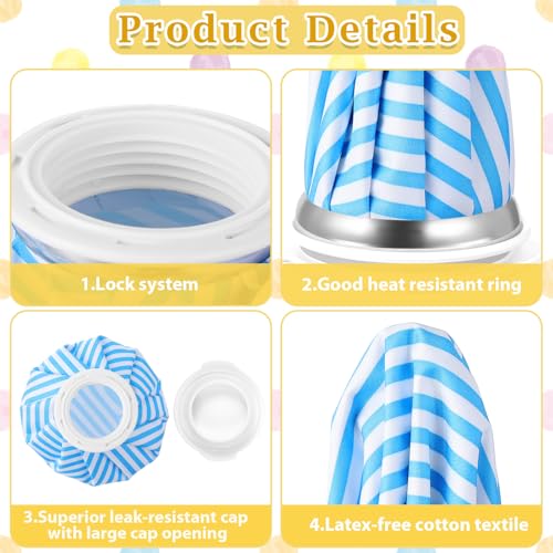 Honoson Reusable Ice Bags Hot Cold Therapy Leakproof,Stripes Style | Screw Cap Leak-proof Seal, For Injuries Swelling Bruises Fever, Soft Breathable Fabric Stays Flexible, Wide Opening Easy Fill - style: Stripes Style