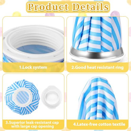 Honoson Reusable Ice Bags Hot Cold Therapy Leakproof,Stripes Style | Screw Cap Leak-proof Seal, For Injuries Swelling Bruises Fever, Soft Breathable Fabric Stays Flexible, Wide Opening Easy Fill - style: Stripes Style