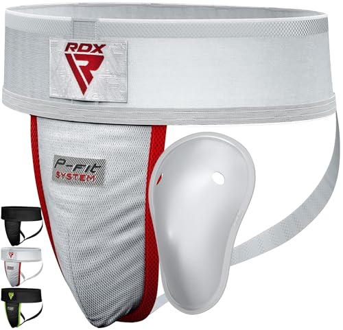 RDX Groin Protector Cup Men, Boxing Kickboxing MMA Muay Thai Sparring Groin Guard, Ventilated Adjustable,Karate Fighting Training, Underwear Jiu Jitsu BJJ Protection, Boys Youth - color: White, size: Small