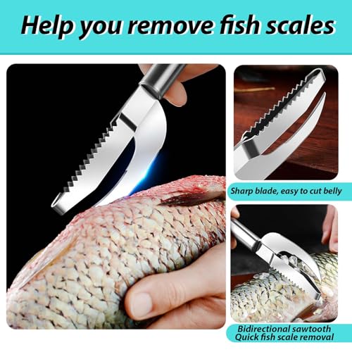 6 Shrimp Deveining Tool Stainless Steel, FRIVASTIC Shrimp Peeler Fish Scraper, Fish Scaling Tool Shrimp Cleaner, Fish Bone Tweezers Fish Cleaning Knife, Pin Bone Tweezers for Salmon Shrimp Fish - color: 6 Shrimp Deveining Tool