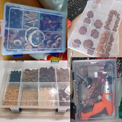 Xiaoyztan 8 Grids Clear Plastic Organizer with Adjustable Dividers, Jewelry Box Bead Storage Container for Small Parts, Fishing Tackle, DIY Crafts, and Earrings, Overall 7.3in x 4.9in - size: 7.9x4.9x1.65 in