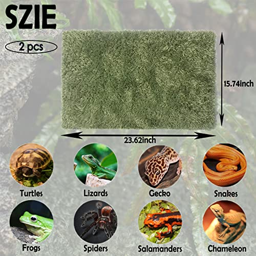 2 PCS Reptile Carpet Mat Terrarium Bedding Substrate Liner Mat Imitation Rainforest Crawler Mats for Snakes Bearded Dragon Gecko Chameleon Turtles Iguana（23.62 X 15.74 in）