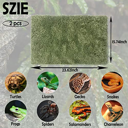 2 PCS Reptile Carpet Mat Terrarium Bedding Substrate Liner Mat Imitation Rainforest Crawler Mats for Snakes Bearded Dragon Gecko Chameleon Turtles Iguana（23.62 X 15.74 in）
