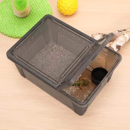 Plastic Reptile Terrarium Box for Small Crawling Pets Easy Assembly and Cleaning Safe Smooth Surface Pet Lizard and Bearded Dragon Enclosure Black Kit