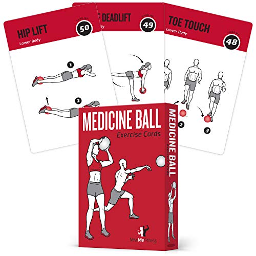 Medicine Ball Exercise Cards for Home Workouts, Workout Cards Deck for Women & Men, Beginner Fitness Guide to Training Exercises at Home or Gym - style: Medicine Ball