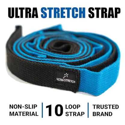 KneeSled Ultra Stretch Strap with 10 Loops, Physical Therapy Strap for Hamstring, Leg & Foot Stretching, Stretch Out Straps for PT, Yoga & Exercise Recovery