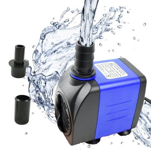 Conquerall CHA-1500 390GPH 1500L/H AC 110V Submersible Pump 25W Ultra Quiet Silent Pump 6.56 ft High Head for Large Fish Tanks, Ponds, Aquariums, Waterfalls, Outdoor Fountains, and Pet Water Fountains - size: 390GPH-25W