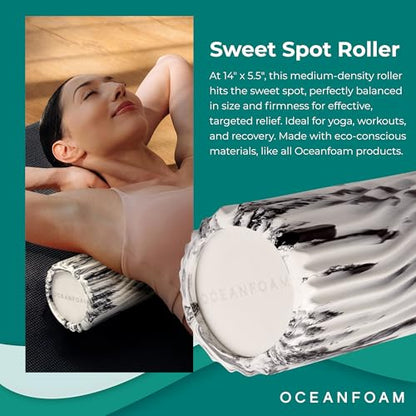 Oceanfoam Sweet Spot Medium Density Exercise Foam Roller - Black Marbled