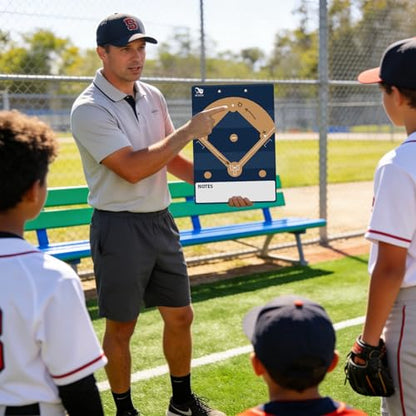 WISYOK Baseball Clipboard, Dry Erase, Deep Blue | Marker, Double Sided, Lineup Board for Coaches, Strategy, Practice, Game Day - style: Baseball Deep Blue