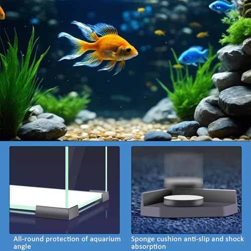 8PCS Fish Tank Corner Pad Protector, Anti-Skid Aquarium Glass Angle Cover for Home Furniture Edge, Black Fish Aquarium Base Corner Guard Foot Pad for Shock Absorption