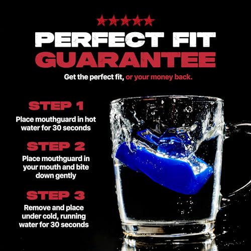 SAFEJAWZ Mouth Guard, Slim Fit Mouthguard for Adult & Youth with Case - color: Blue, size: Adult (12+ Years)