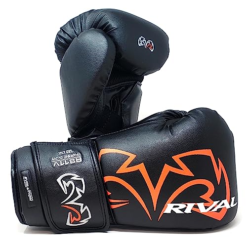 RIVAL Boxing RS11V Evolution Sparring Gloves, Extra-Thick 2” Padding, V-Strap Wrist Lock 2 System, Large Hand Compartment, and 15 Degree Angle Cuff - color: Black, size: 16 oz.