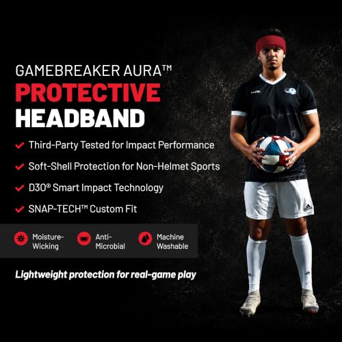 Gamebreaker Aura Protective Headband - Lightweight Soccer & Flag Football Headgear with Quick-Wick Moisture Control & Impact Protection - Unisex Youth & Adult - color: Tar Heel Blue, size: X-Small-Small