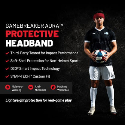 Gamebreaker Aura Protective Headband - Lightweight Soccer & Flag Football Headgear with Quick-Wick Moisture Control & Impact Protection - Unisex Youth & Adult - color: Tar Heel Blue, size: Medium-Large