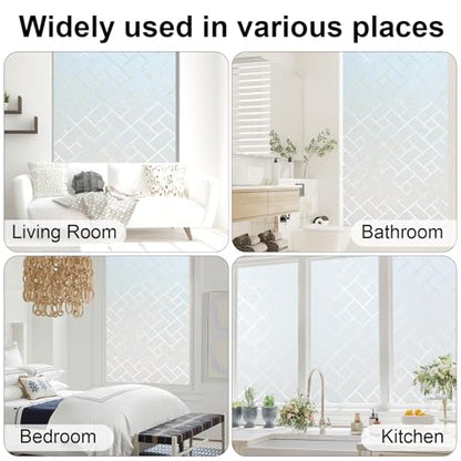 Window Privacy Film, Frosted Glass Static Cling with No-Adhesive Tile Shape Window Cover, Vinyl Stickers for Home Office Glass Sticker Decoration, 17.5 x 78.7 inches - size: 17.5 x 78.7