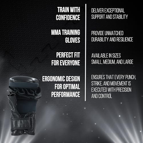 CLETO REYES Black Mamba MMA Training Boxing Gloves for Men and Women, Cowhide Leather, Black - size: Small