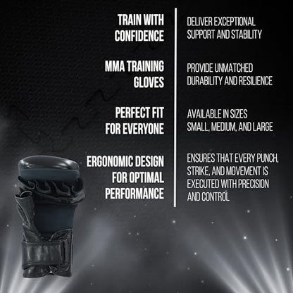 CLETO REYES Black Mamba MMA Training Boxing Gloves for Men and Women, Cowhide Leather, Black - size: Small