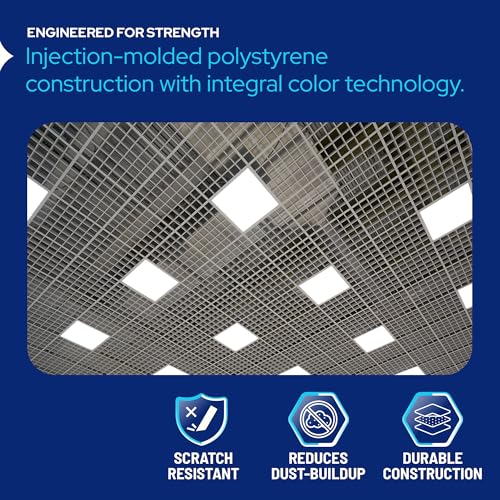 Egg Crate Panel 6-Pack in Chrome | Polystyrene | 23 5/8” x 47 5/8” with 1/2" x 1/2" x 3/8" Cell Size | Manufactured by American Louver | Ceiling Light Covers, HVAC Grilles, Aquarium Eggcrates