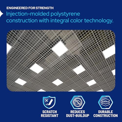 Egg Crate Panel 6-Pack in Chrome | Polystyrene | 23 5/8” x 47 5/8” with 1/2" x 1/2" x 3/8" Cell Size | Manufactured by American Louver | Ceiling Light Covers, HVAC Grilles, Aquarium Eggcrates