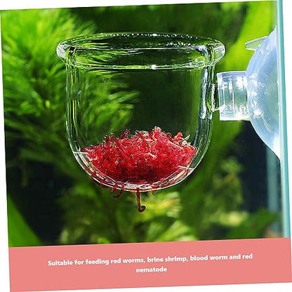 HANABASS 4Pcs Fish Tank Feeder Cups Removable Worm Feeders with Suction for Aquarium for Red Brine Shrimp Tropical Fish Durable Easy to Install