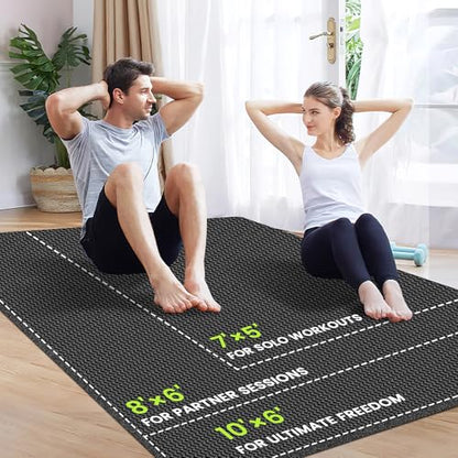 Stepwaver Large Exercise Mat, 6'x4'/7'x5'/8'x5'/9'x5'/10'x5'/12'x5'x8mm - size: 7x5FT