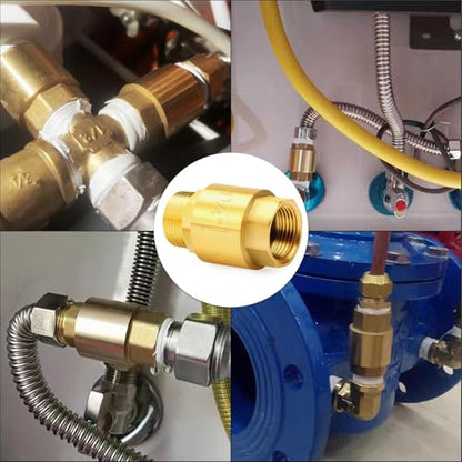 ChillWaves Brass In-Line Spring Check Valve 1-1/4" NPT Male x 1-1/4" NPT Female Thread, One-Way Non-return Vertical Check Valve for Backflow Prevention(1-PACK) - size: 1-1/4" MNPT x 1-1/4" FNPT, style: PACK OF 1
