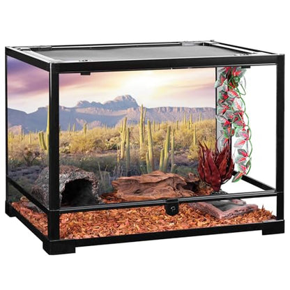 AWERT Reptile Habitat Background Blue Sky Oasis Mountain Cactus Sun and Desert Terrarium Background 60x24 inches