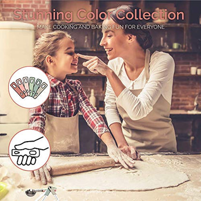 22-Piece Stainless Steel Measuring Cups and Spoons Set, Tad Dash Pinch Smidgen Drop Mini Measuring Spoons, Measuring Stick Leveler, Measurement Conversion Chart Fridge Magnet, (Country Chic) - color: Country Chic