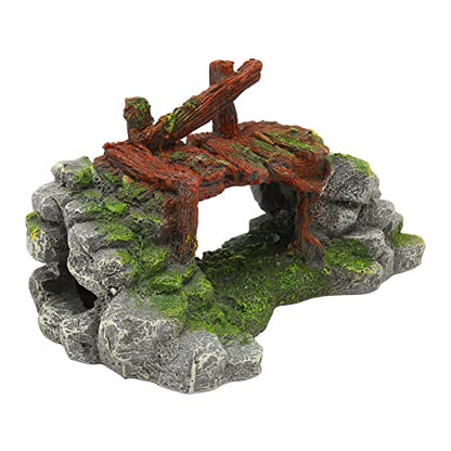 Aquarium Bridge Decoration, 18x10x9cm, Non Resin, Safe for Freshwater and Saltwater, Realistic Design, Compact and Easy to Clean, for Fish Pets