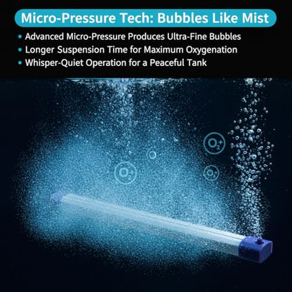 Aquarium Bubble Bar,Nano Fish Tank Bubbler Curtain Wall Aquarium Air Stone Kit,Ultra-Fine Quiet Oxygen Diffuser Bubble Curtain Wall for Freshwater Saltwater(25cm)