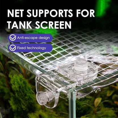 Fish Tank Top Cover - Aquarium Glass Lid Support Clip Set, Acrylic Rimless Tank Hood Holder | Anti-Jump Net Clamp, Top Cover Clamp Bracket System, Aquarium Accessory for Fish Container Stability Use