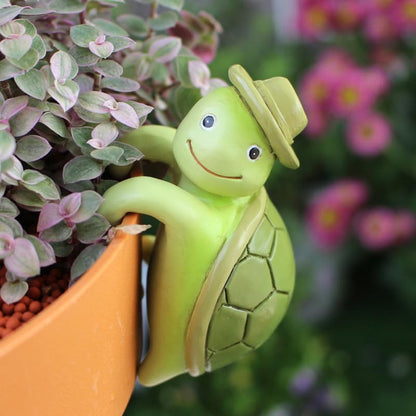 Cabilock Resin Climbing Turtle Pot Hugger Miniature Tortoise Plant Pot Hanger for Flower, Aquarium & Fence Cute Animal Garden Statue, Outdoor & Indoor Decor, Green