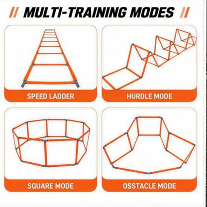 Speed Ladder, Agility Ladder Speed Training Equipment, 2-in-1 Adjustable Hurdle Ladder for Soccer, Rugby, Fitness, Footwork and Agility Training