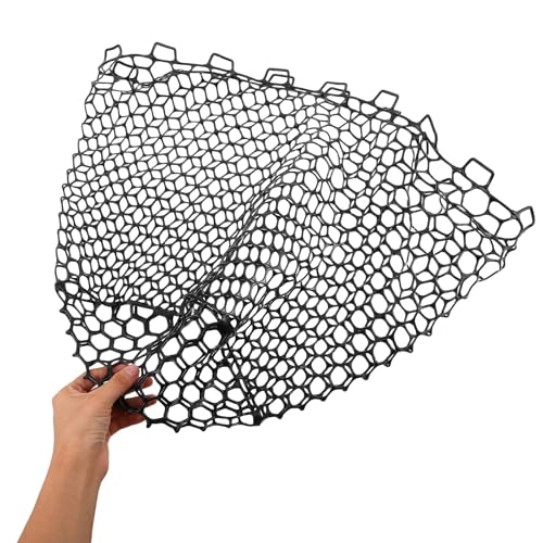 MAGICLULU Silicone Mesh Fishing Net Replacement Bag Handle-Free Foldable Fishing Netting for Big Fish Catching Lightweight Black Fish Landing Net Accessory