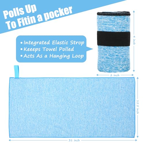 6 Pack Sweat Towels for Men Women Working Out Lightweight Quick-Dry Microfiber Gym Towel for Running Fitness Yoga Tennis Riding Hiking Exercise Fishing(6 Pack(Blue)) - color: 6 Pack(blue)