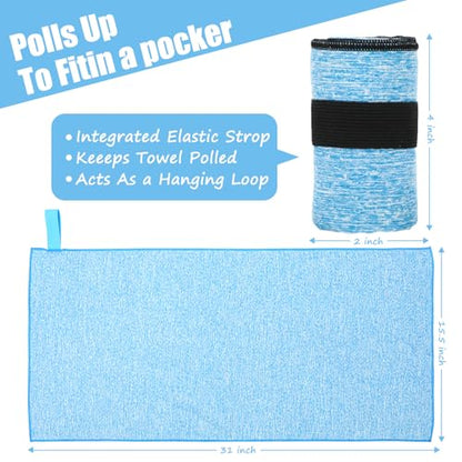 6 Pack Sweat Towels for Men Women Working Out Lightweight Quick-Dry Microfiber Gym Towel for Running Fitness Yoga Tennis Riding Hiking Exercise Fishing(6 Pack(Blue)) - color: 6 Pack(blue)