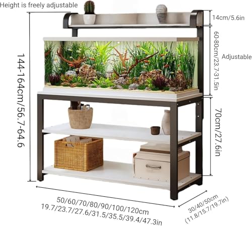 Adjustable Top Rack Aquarium Stand, Curved Safety Design Fish Tank Cabinet, Non-slip Foot Pads, Suitable for Living Rooms(Style B,47.2x19.7in) - color: Style B, size: 47.2x19.7in