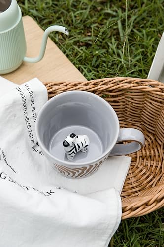 DIHOclub Zebra Coffee Cup Ceramic 3D Wild Animal Inside Mug,Cute Cartoon Handmade Figurine Mugs,Holiday and Birthday Gift for Coffee Milk Tea Lovers,12 OZ(White Zebra) - color: White Zebra