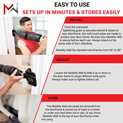 Mobility Wall- Stand Up Door Mounted Smooth Foam Roller for Soft Tissue Massage & Muscle Recovery for Exercise, Includes 4 Trigger Point Attachments - style: Deluxe