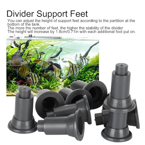 100Pcs Aquarium Divider Support Feet Adjustable Height Design PVC Tank Partition Legs for Fish Tank Cleaning Decoration(Black)
