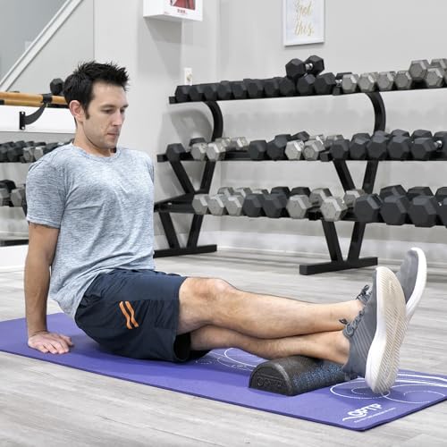 OPTP AXIS Firm Density Foam Roller – Half-Round, Black, 12" X 3" | High density firm foam roller for physical therapy, yoga, Pilates, fitness exercise & sports training, Heat-molded EPP foam - color: Black - 12" X 3" Half-round