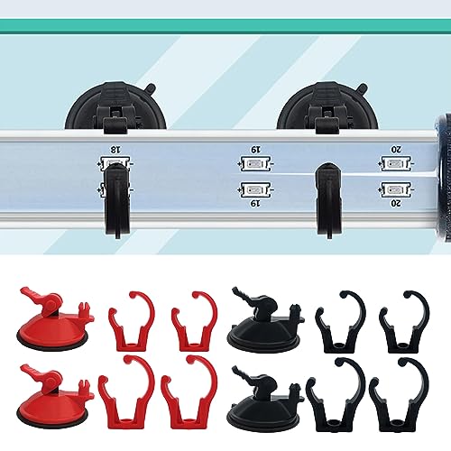 1set Aquarium Suction Cup Clip Fish Tank LED Light Angles Adjustable Buckle with Suction Cups Aquarium Accessories Tube Holder for Lid - color: Black