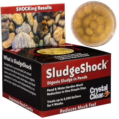 CrystalClear SludgeShock, Outdoor Fish Ponds & Water Garden Sludge Control, Backyard Koi Pond Beneficial Microbe Balls, Enzyme Muck Reducer Treatment