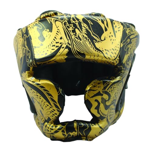 3D Printed Black & Gold Heavy Duty Cheek Protection Training Boxing Headgear