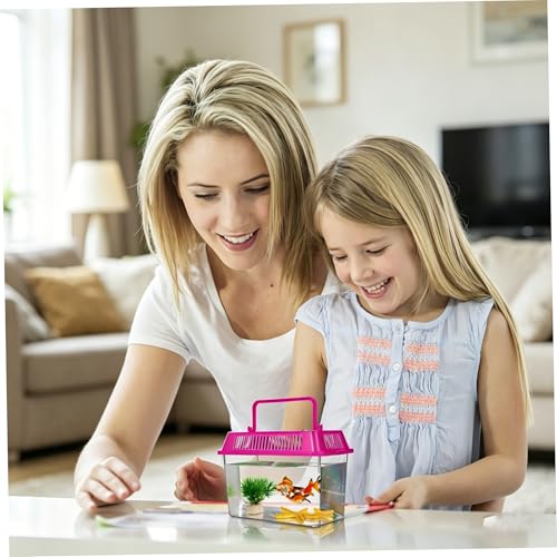 Tadpole Tank, 4 Pcs Portable Fish Tanks, Transparent Eco-Friendly Plastic Fish Tank Set with Handle, Tadpole for Small Aquatic Pets & Reptiles..