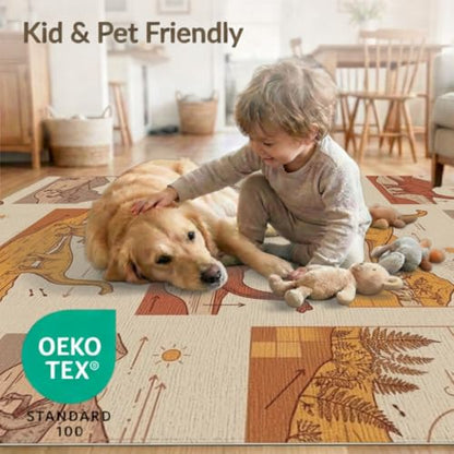 6'x9' Washable Graphic Mountain Area Rug, Beige Non-Shedding Pet Friendly Room Rug for Queen Size Bedroom, Under Bed, Master Suite, Foldable Easy Care Carpet | Ref:1942876 - color: Beige/Pattern 32, size: 6' x 9' (Rectangular)