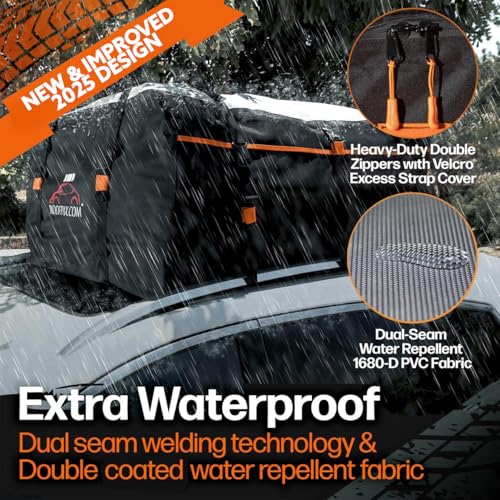 RoofPax XXL 28 cuft Car Rooftop Cargo Carrier Bag Extra Waterproof Car Roof Storage with 10 Heavy Duty Tie Down Straps and 4 Hooks Roof Bag Cargo Carrier for Top of Vehicle with/Without Rack - size: 28 cubic feet