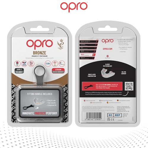 OPRO Bronze Level Moldable Mouth Guard, Essential Fit (White) - color: White, size: Adult